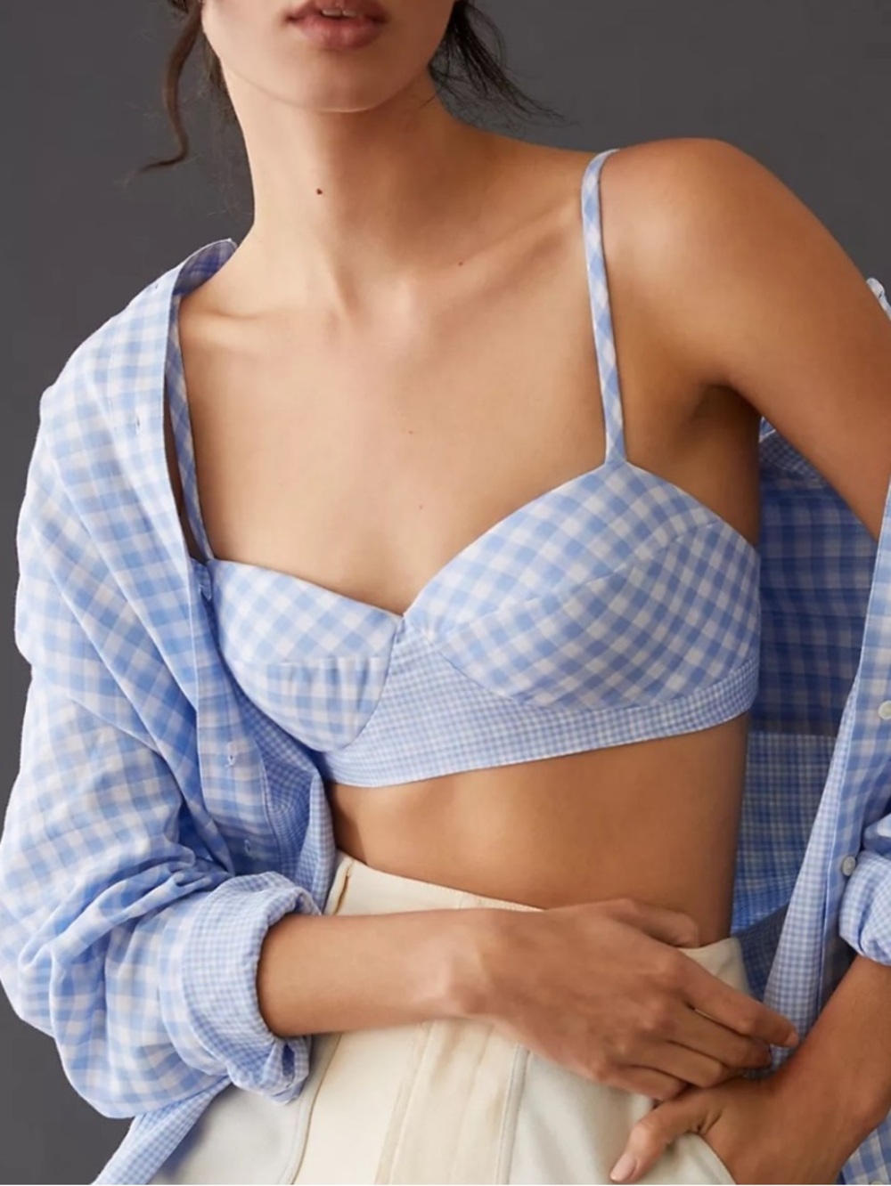 Anthropologie/ Favorite Daughter  Gingham Bralette Bra Top